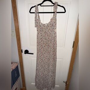 Reformation Floral Maxi Dress Cream Tie Strap Women’s Size 10